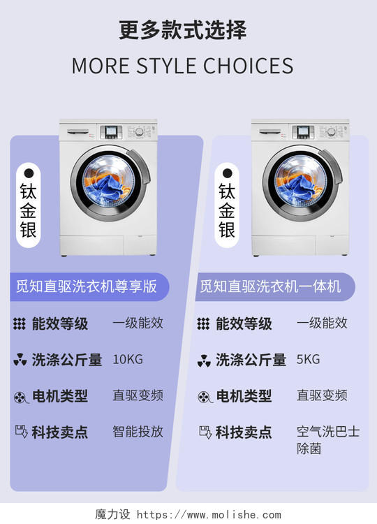 蓝色简约扁平风洗衣机详情关联活动主图说明电器主图